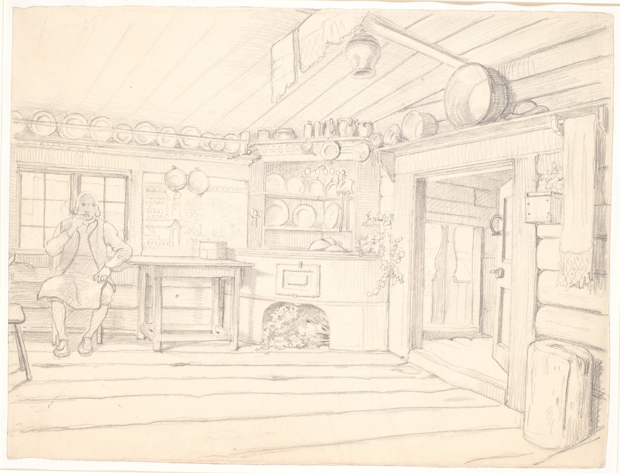 Interior camponês sueco de Wilhelm Marstrand