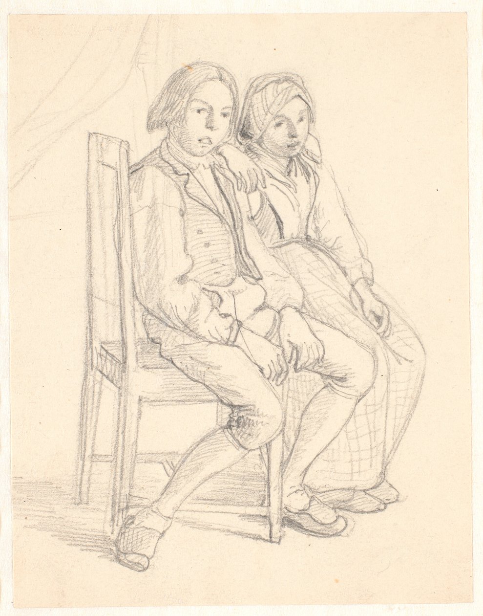 Menina sueca e menino sentado em uma cadeira de Wilhelm Marstrand