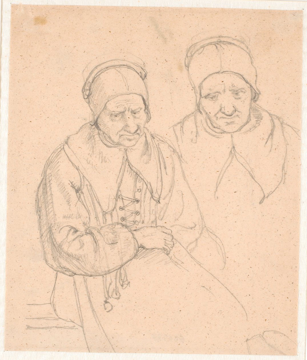 Dois estudos de uma velha esposa sueca de Wilhelm Marstrand