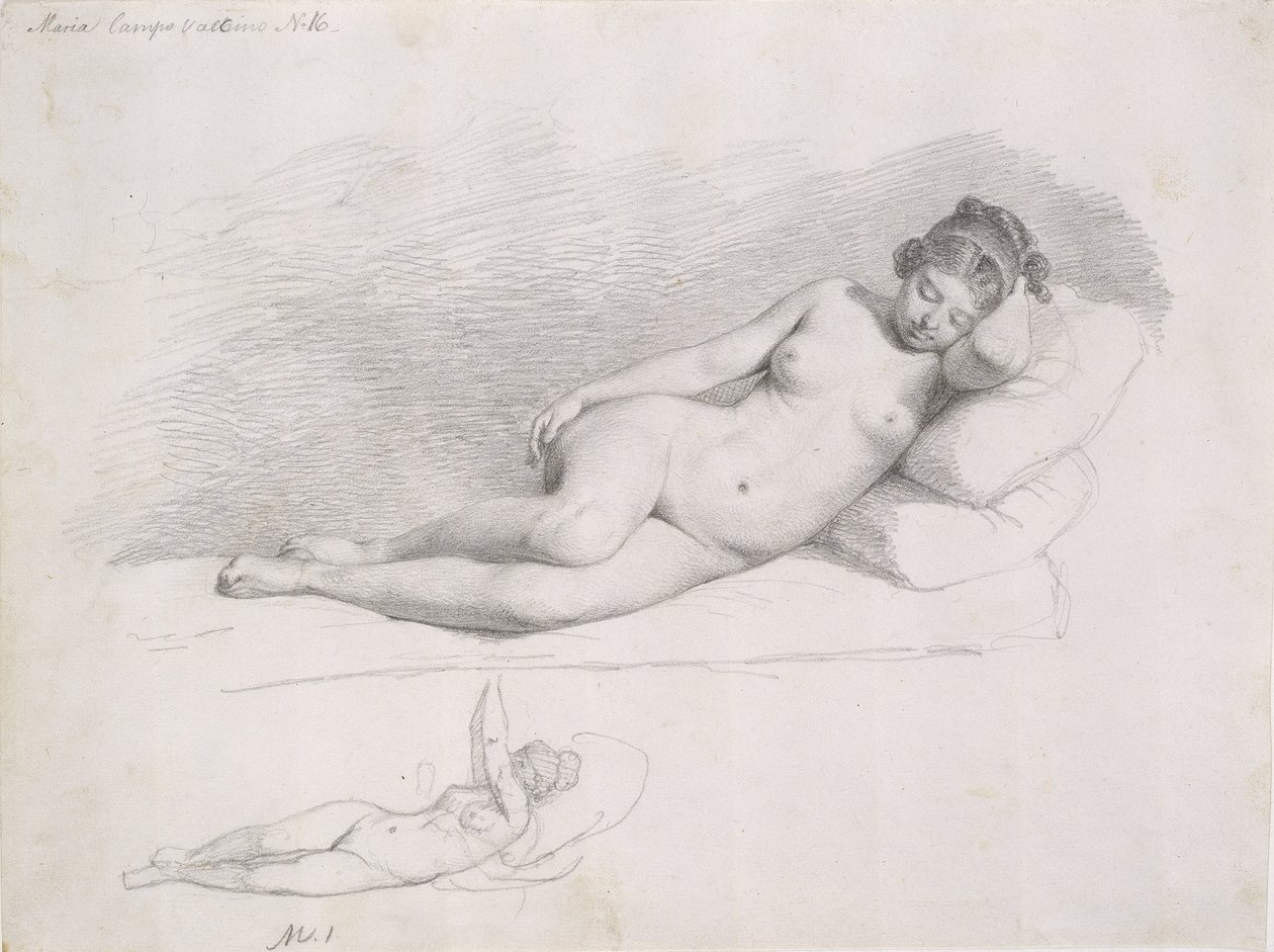 Dois estudos de um modelo feminino reclinado de Wilhelm Marstrand