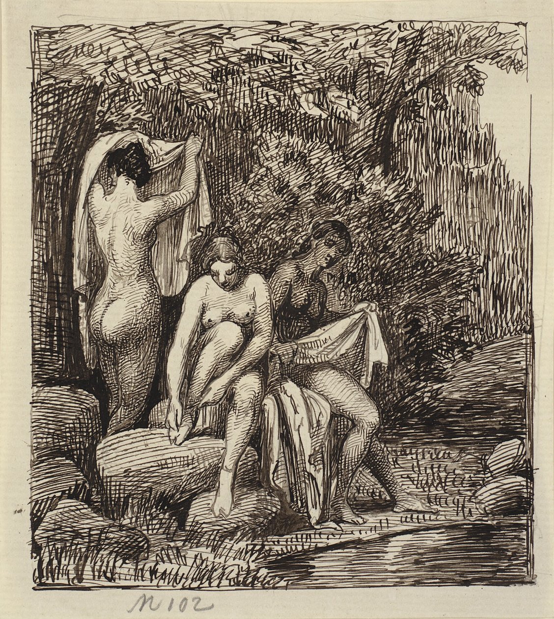 Três mulheres de banho de Wilhelm Marstrand