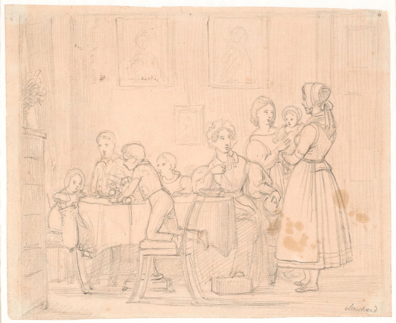 Rascunho para a foto da família Waagepetersen de Wilhelm Marstrand