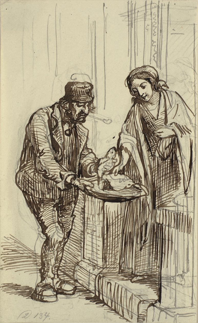 Moça e peixaria de Wilhelm Marstrand