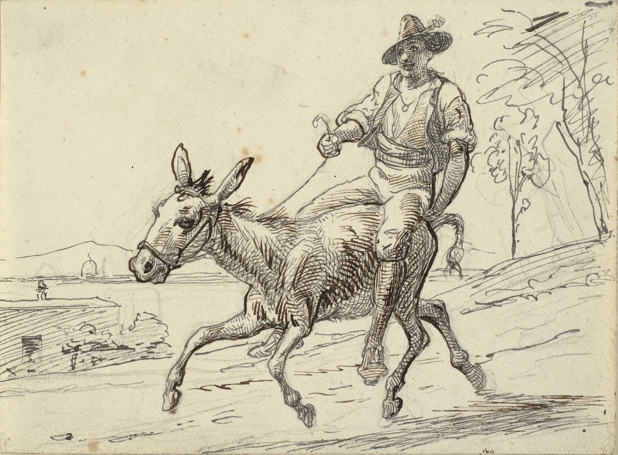 Cara jovem monta um burro de Wilhelm Marstrand