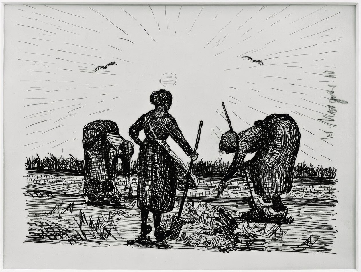 Três mulheres no terreno de Wilhelm Morgner