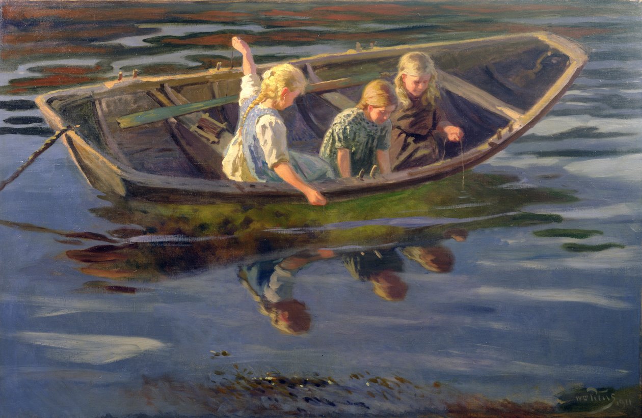 Crabffishing, Christiania (óleo sobre tela) de Wilhelm Peters