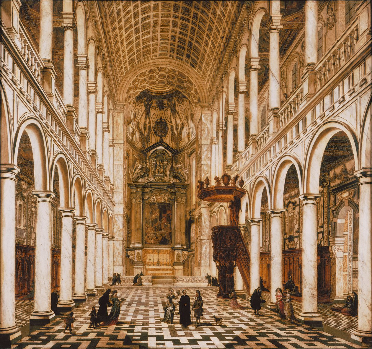 Interior da igreja jesuíta em Antuérpia, 1668. de Wilhelm Schubert van Ehrenberg