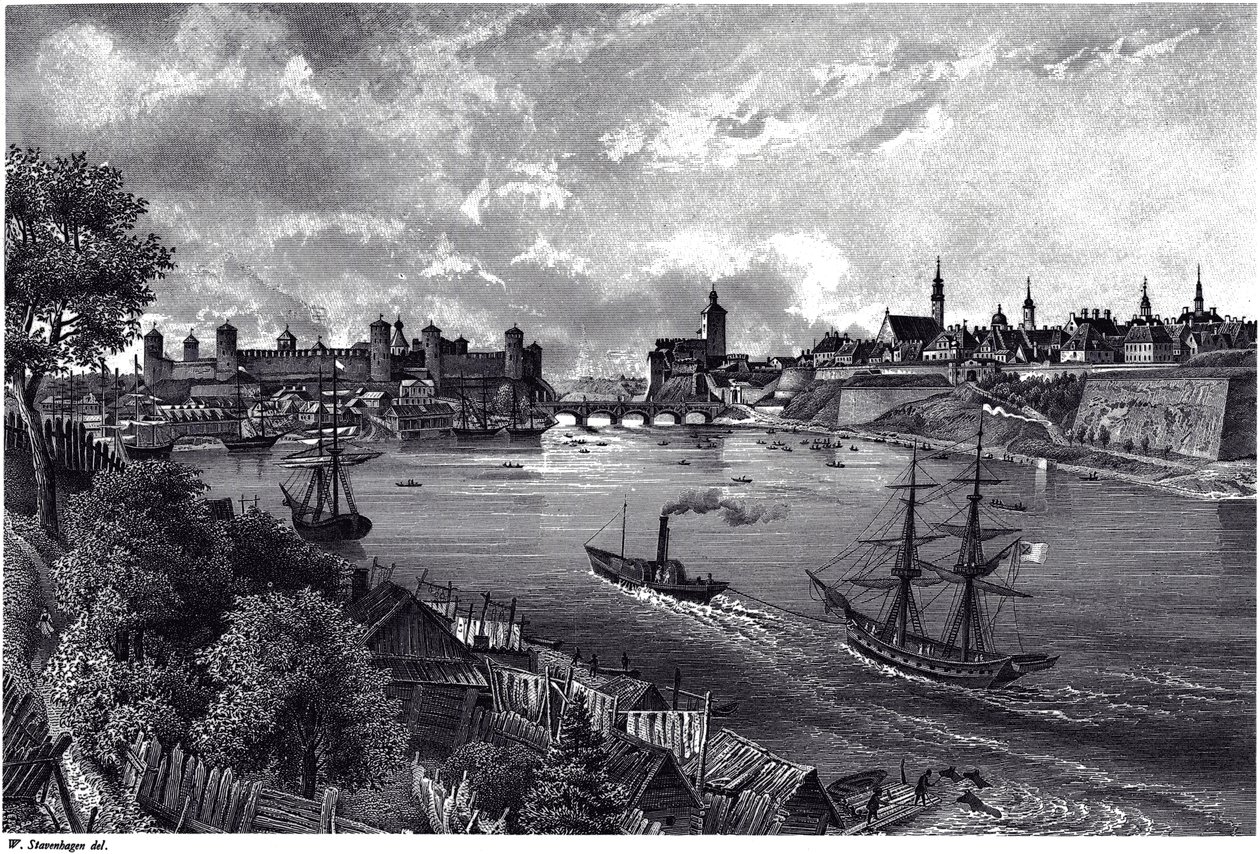 Vista de Narva, c. 1850 de Wilhelm Siegfried Stavenhagen