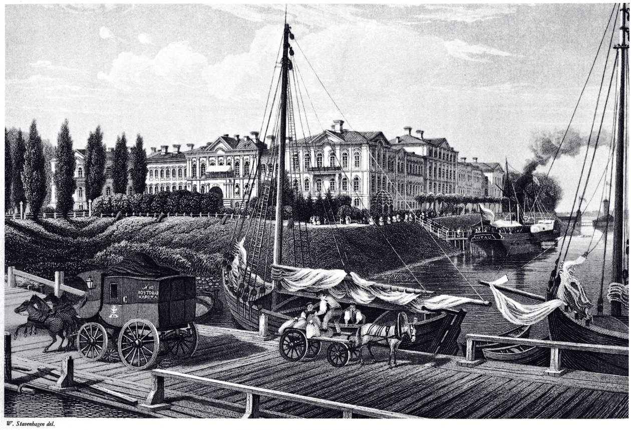 Vista do Castelo de Mitau, c. 1850 de Wilhelm Siegfried Stavenhagen