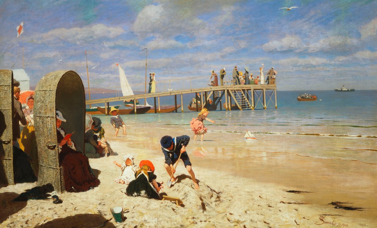 Um dia ensolarado na praia, 1900 de Wilhelm Simmler