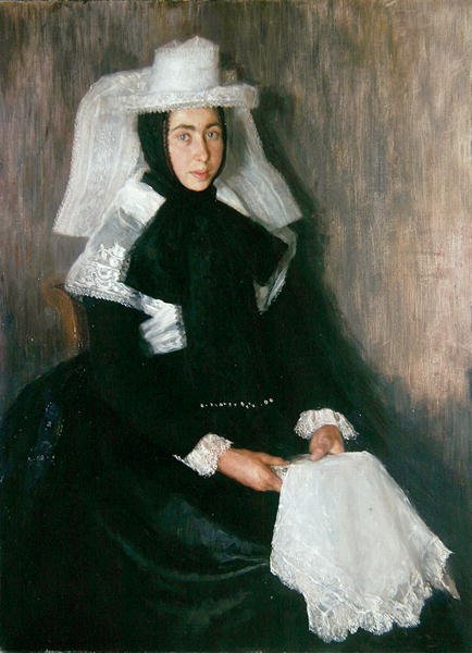 Rapariga de Langgoens em Roupa Religiosa (óleo sobre tela) de Wilhelm Thielmann