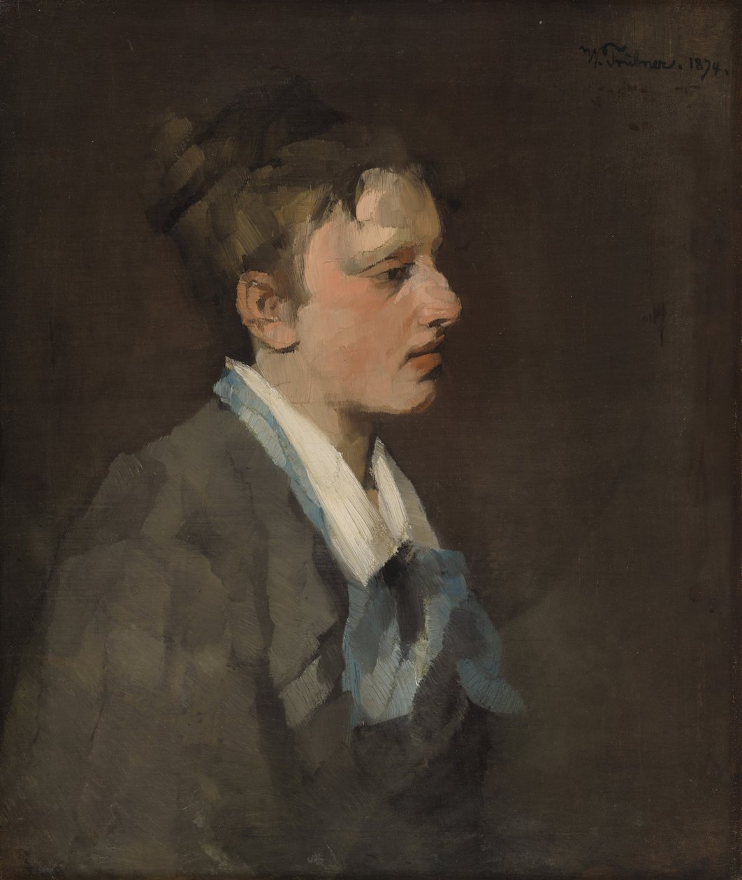 Mulher de Bruxelas com gravata azul de Wilhelm Trübner