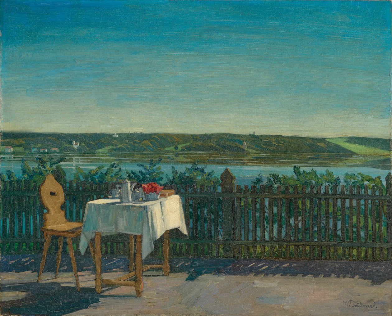Mesa de café no lago de Starnberg de Wilhelm Trübner