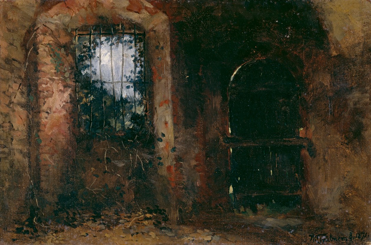 Janela da adega no Castelo de Heidelberg de Wilhelm Trübner