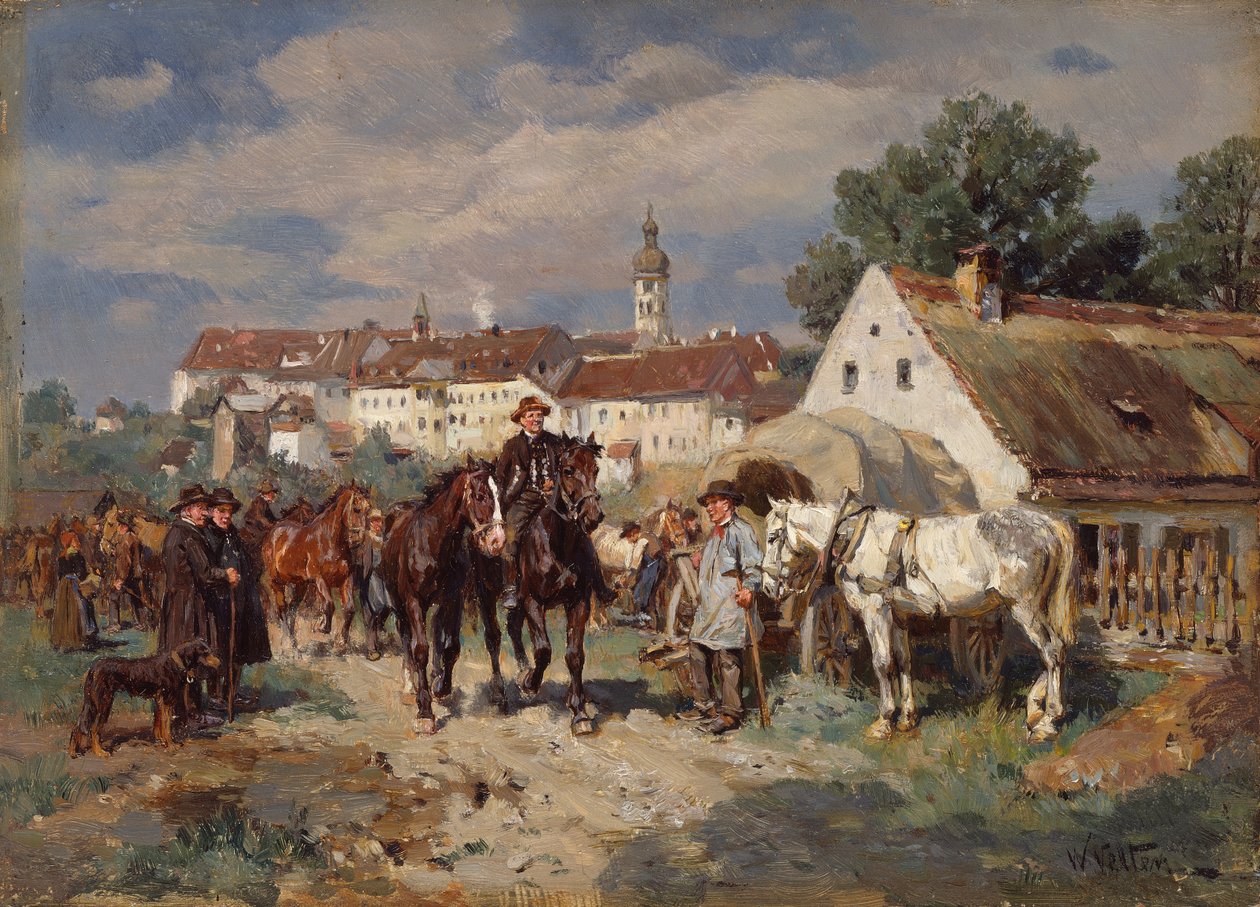 A Feira do Cavalo (óleo sobre tela) de Wilhelm Velten