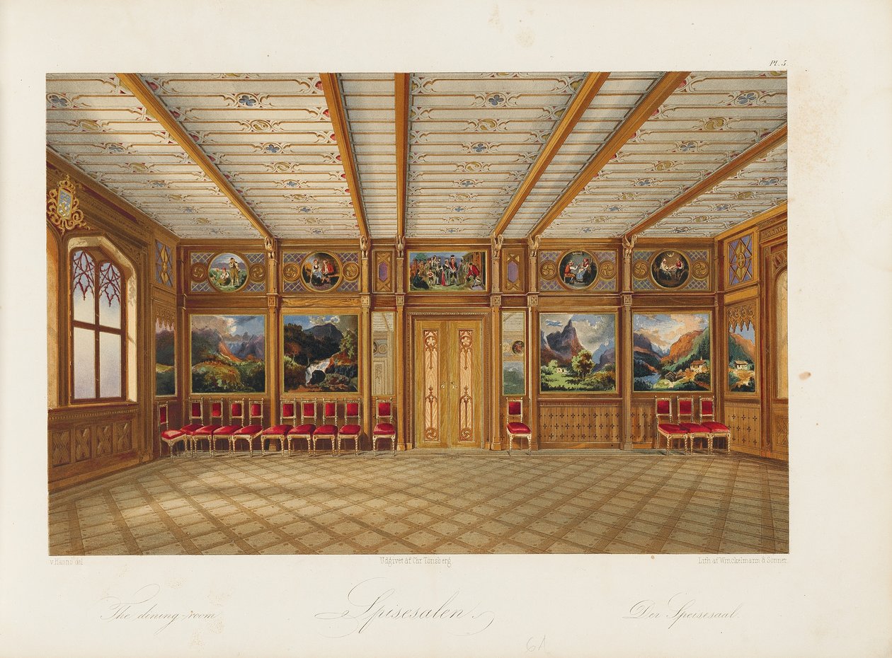 Sala de jantar Oscarshal, 1852 de Wilhelm von Hanno