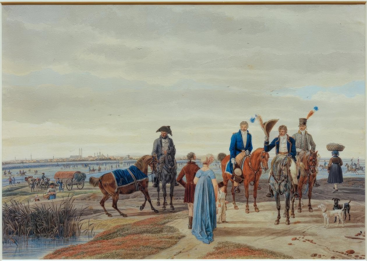 Reunião de um casal com oficiais em frente a Munique de Wilhelm von Kobell