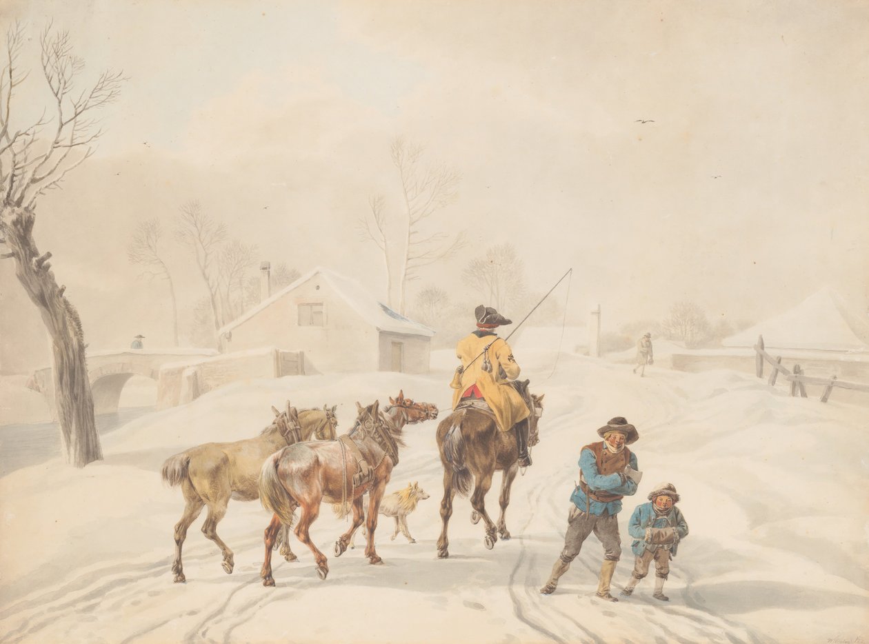 Postilion on Horse in a Winter Landscape, ca. 1798. de Wilhelm von Kobell