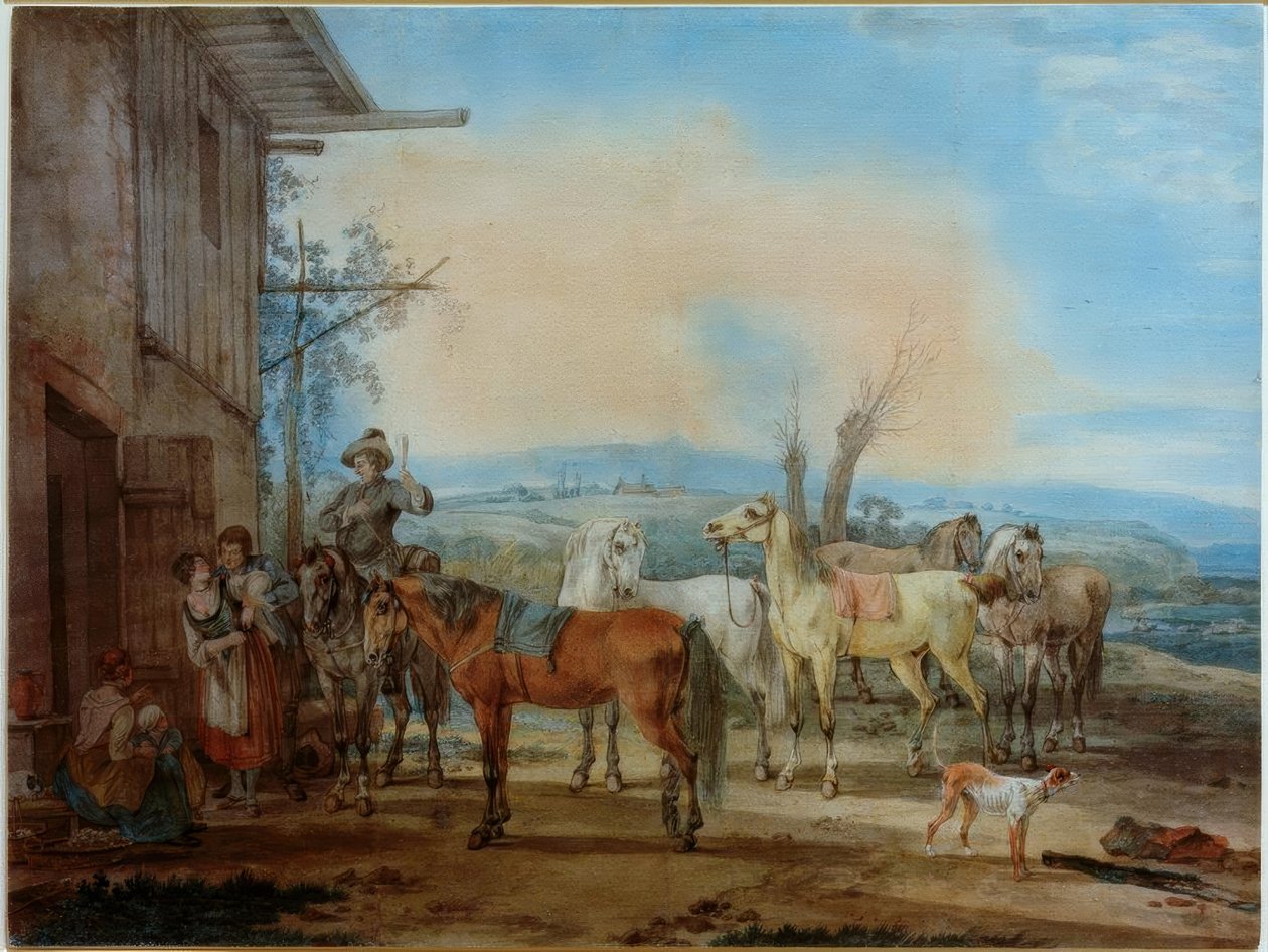 Cavaleiro na frente de uma taberna de Wilhelm von Kobell