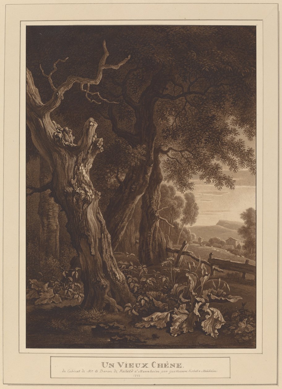 Carvalhos antigos em uma paisagem de Wilhelm von Kobell, after Jan Wijnants