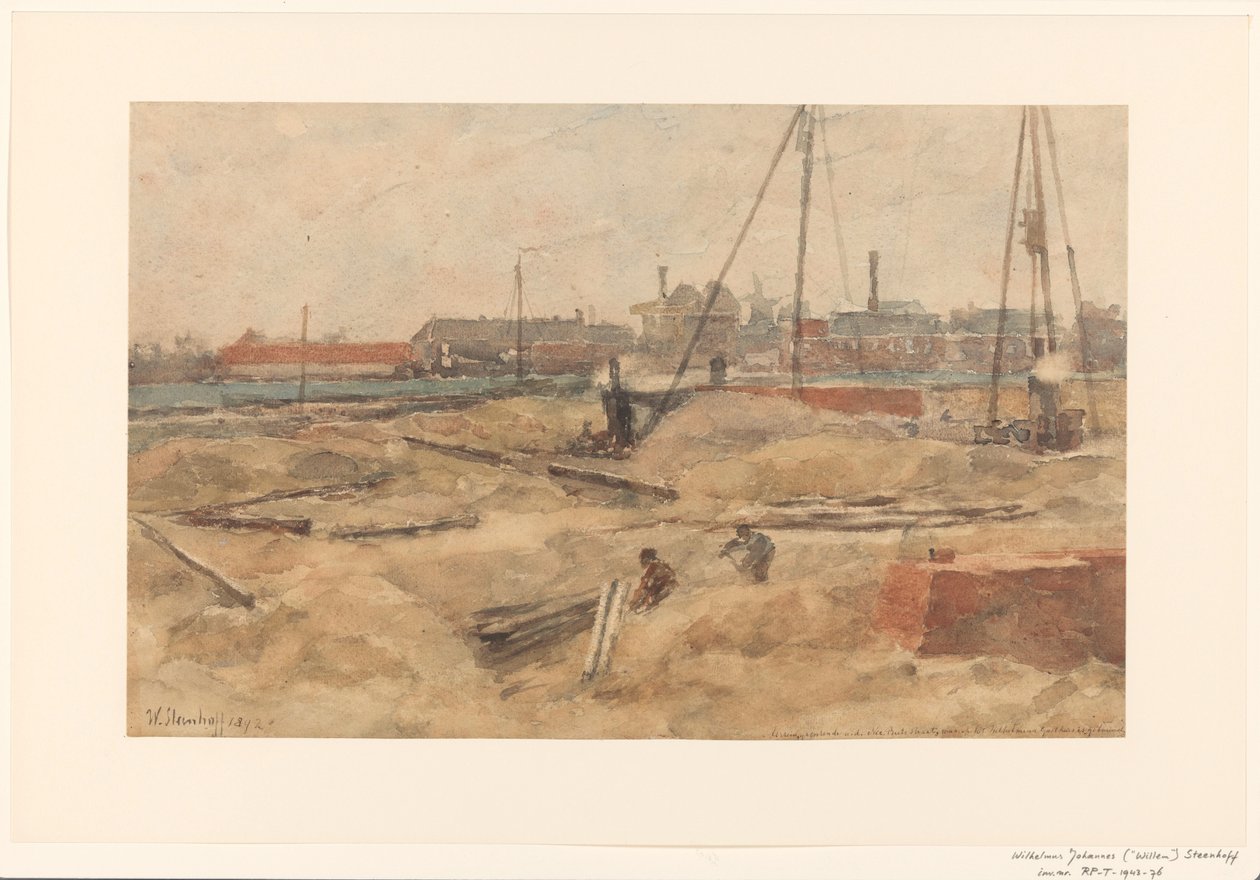 Canteiro de obras no Wilhelmina Gasthuis de Wilhelmus Johannes Steenhoff