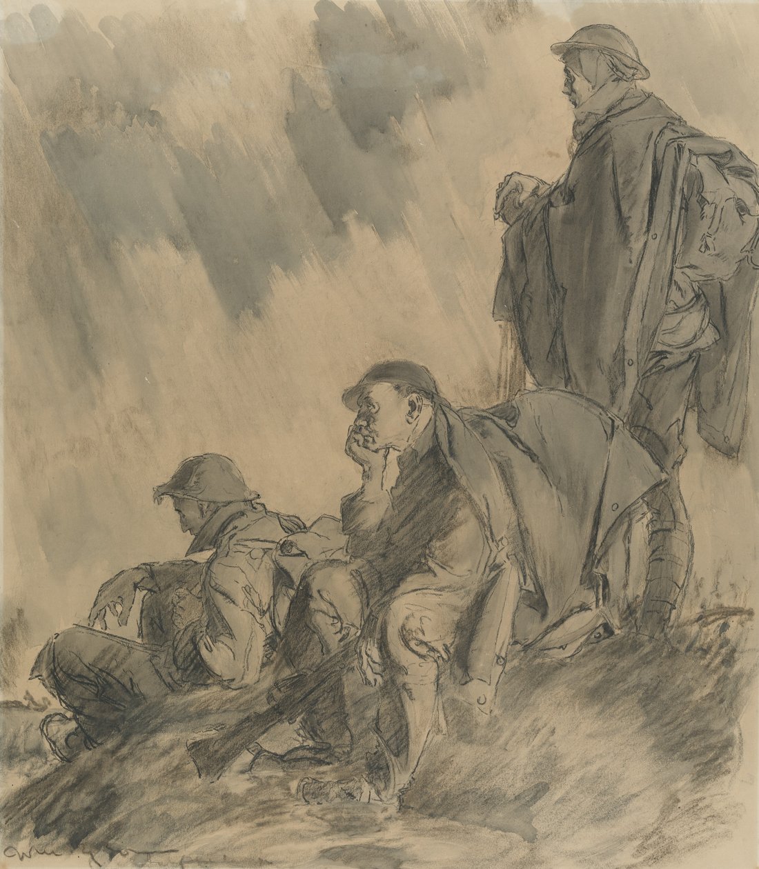 Espera eterna, 1917 (carvão, lápis e lavagem no papel) de Will Dyson