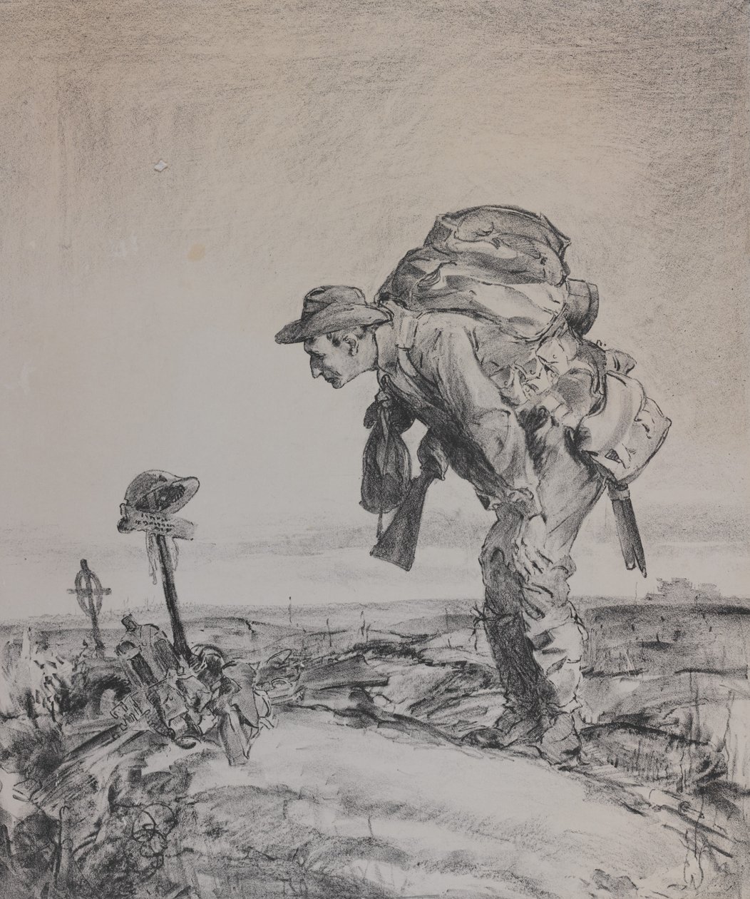 Um do pelotão velho, 1917 (litho no papel) de Will Dyson