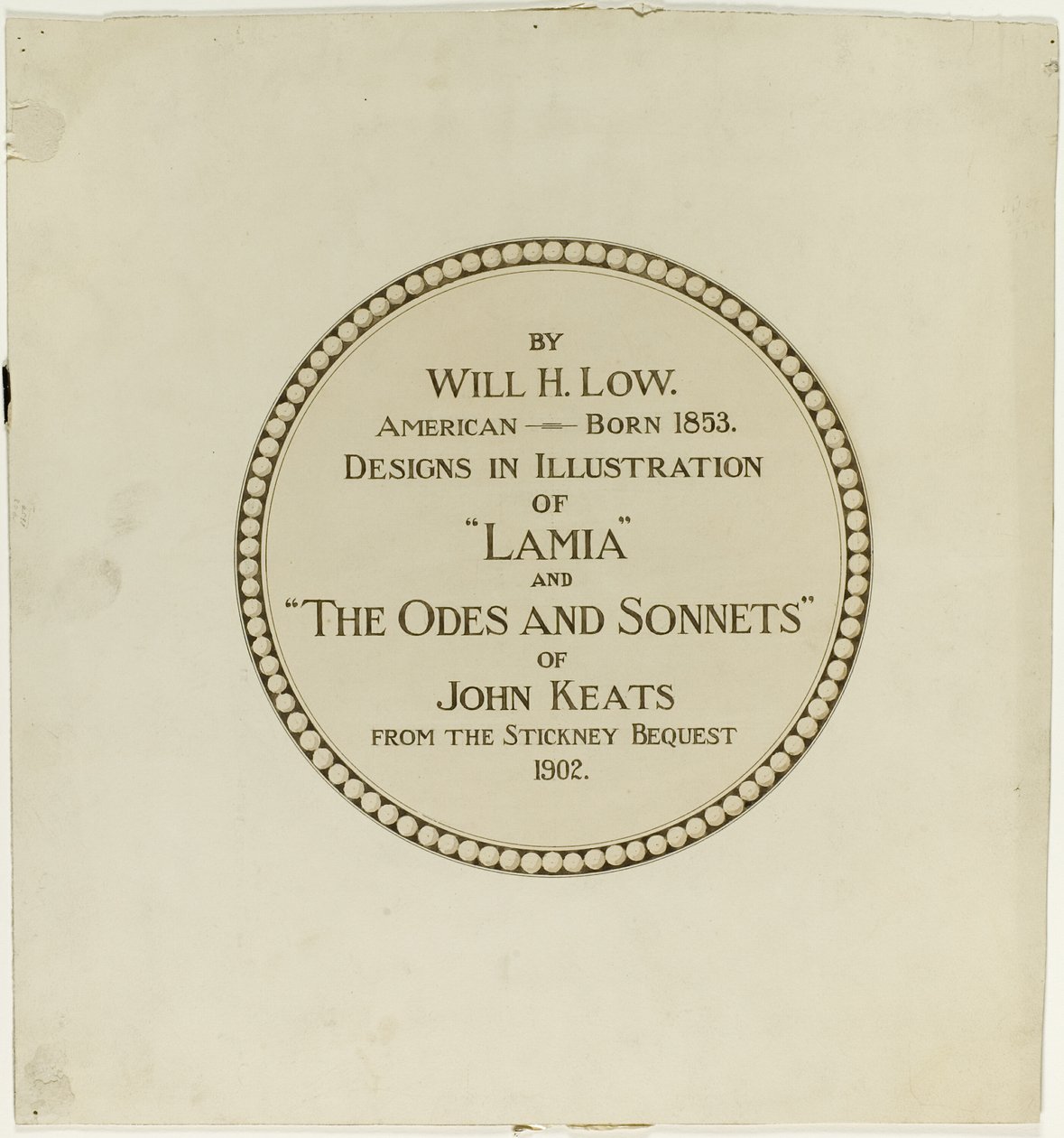 Página de título das "Odes e Sonetos de John Keats" de Will Hicock Low