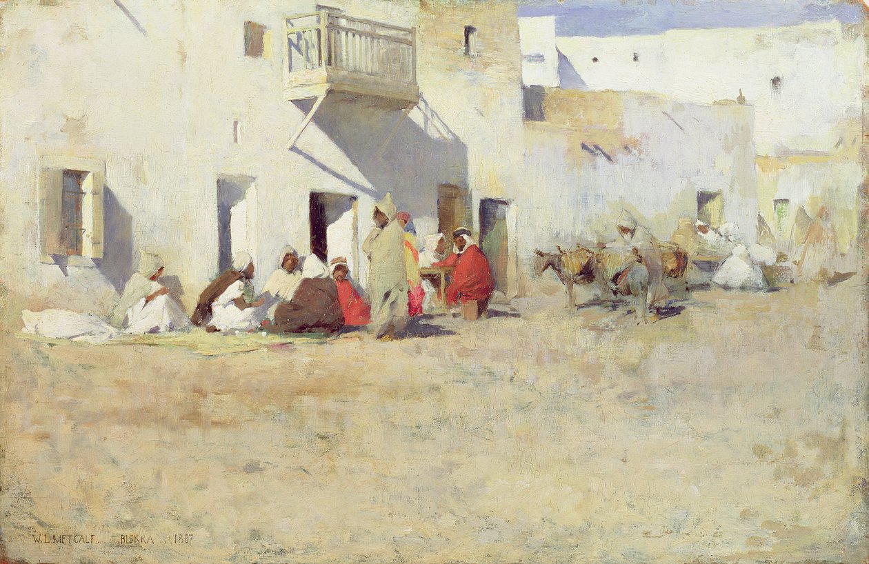 Cafe em Biskra, Algiers, 1887 de Willard Leroy Metcalf