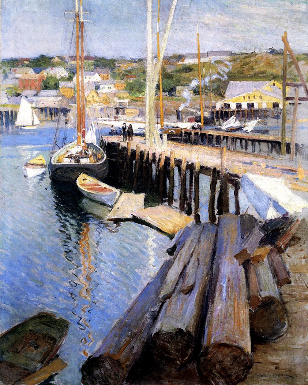 Fish Wharves, Gloucester, 1896 de Willard Leroy Metcalf