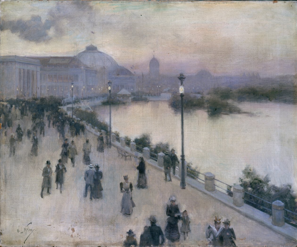 Hora do Pôr do Sol na Lagoa Oeste, Exposição Mundial de Columbian, c.1893 de Willard Leroy Metcalf
