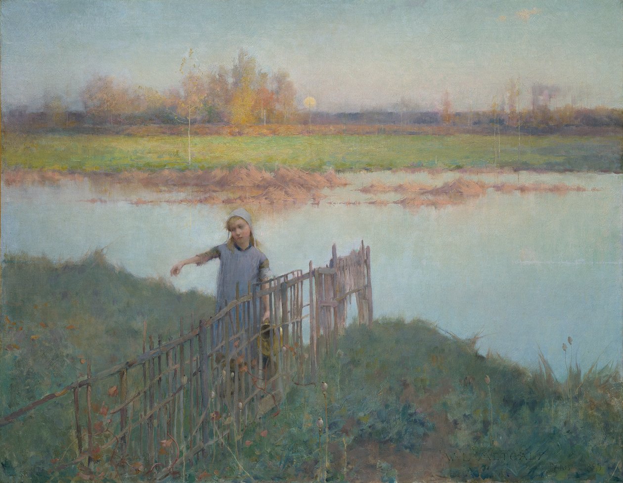 Pôr do sol em Grez de Willard Leroy Metcalf