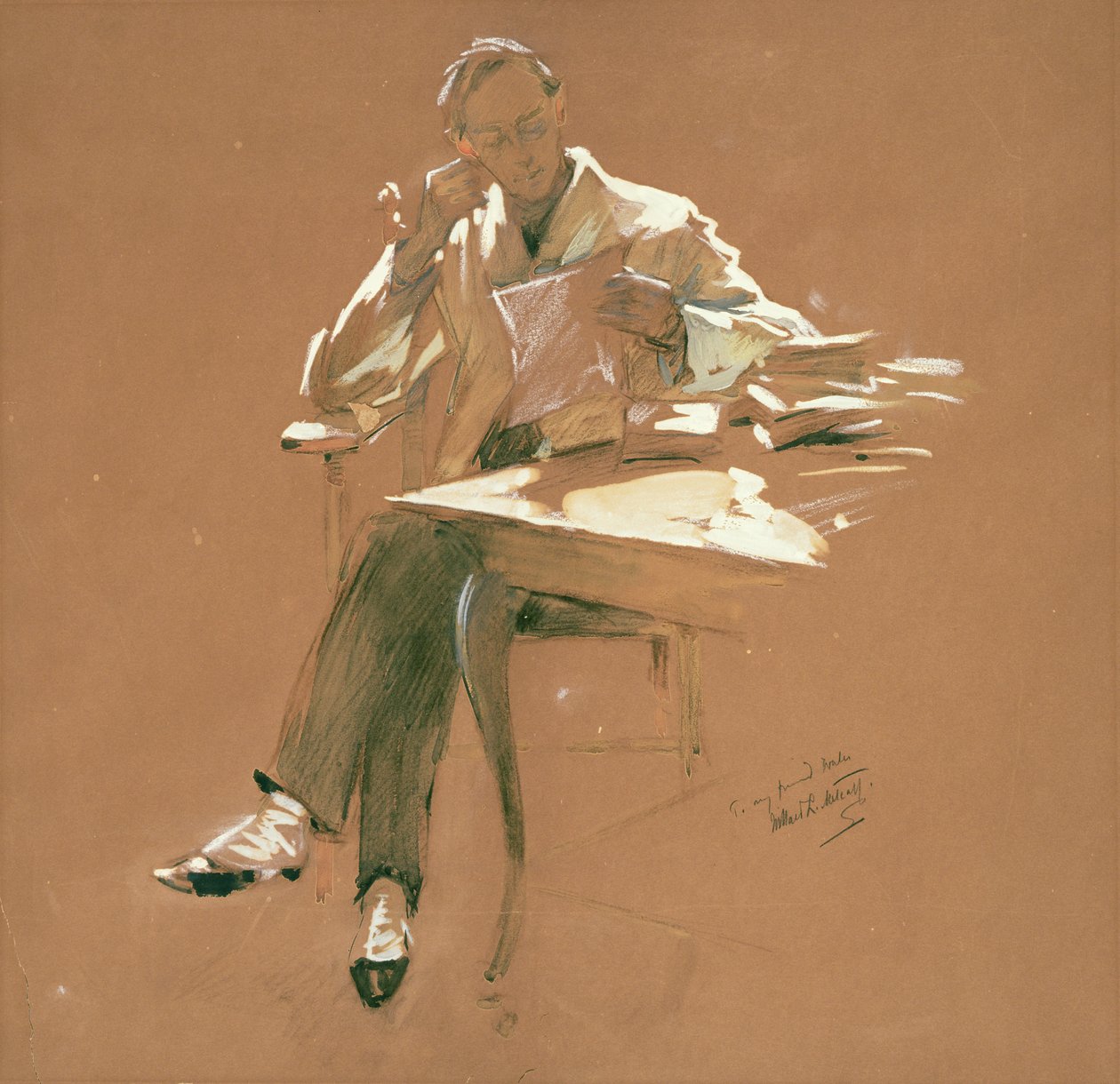 O Professor (chacoal, pastel e guache sobre papel) de Willard Leroy Metcalf