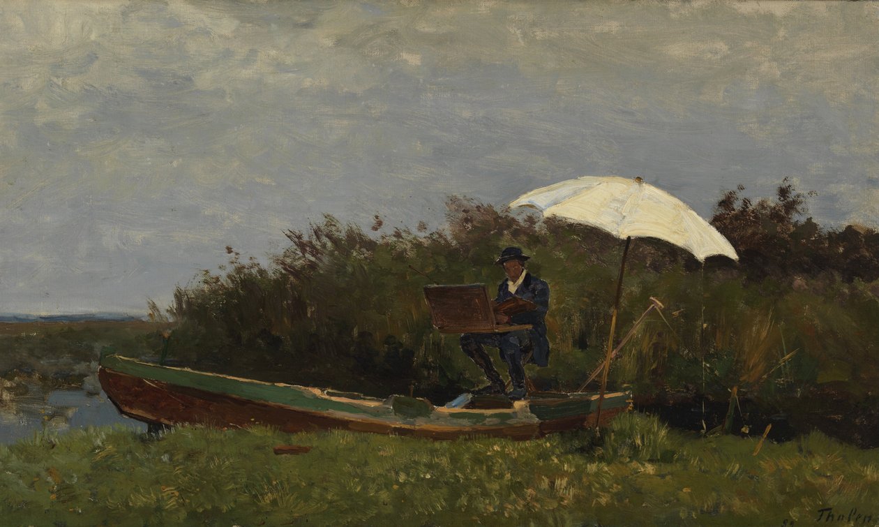 O pintor Gabriël Trabalhando em um barco de Willem Tholen