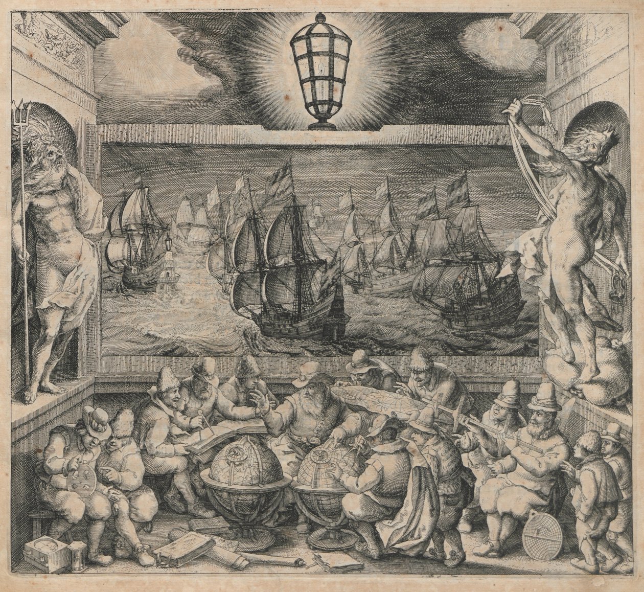 Frontispício do manual de navegação "Licht der Zeevaert" de Willem Janszoon Blaeu
