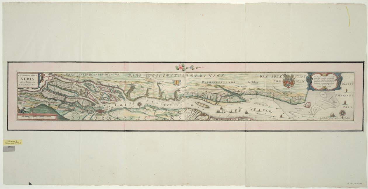 Mapa do Baixo Elba, 1: 160.000, gravura em chapa de cobre, 1628 de Willem Janszoon Blaeu