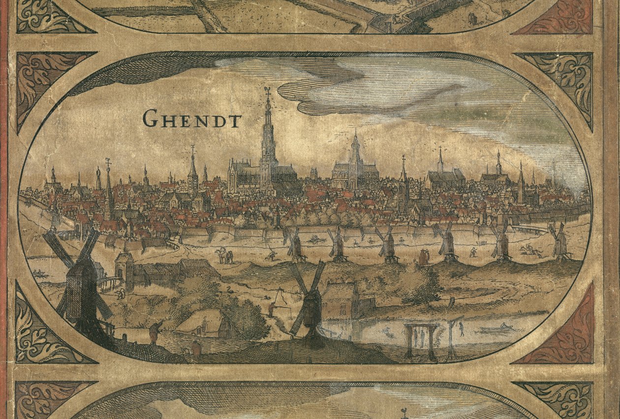 Mapa de parede dos Países Baixos, Willem Blaeu, detalhe Ghent de Willem Janszoon Blaeu