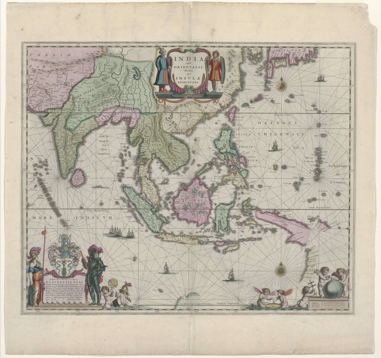 Um mapa do século XVII por Willem Janszoon Blaeu, mostrando a Indonésia moderna e partes do Sudeste Asiático de Willem Janszoon Blaeu