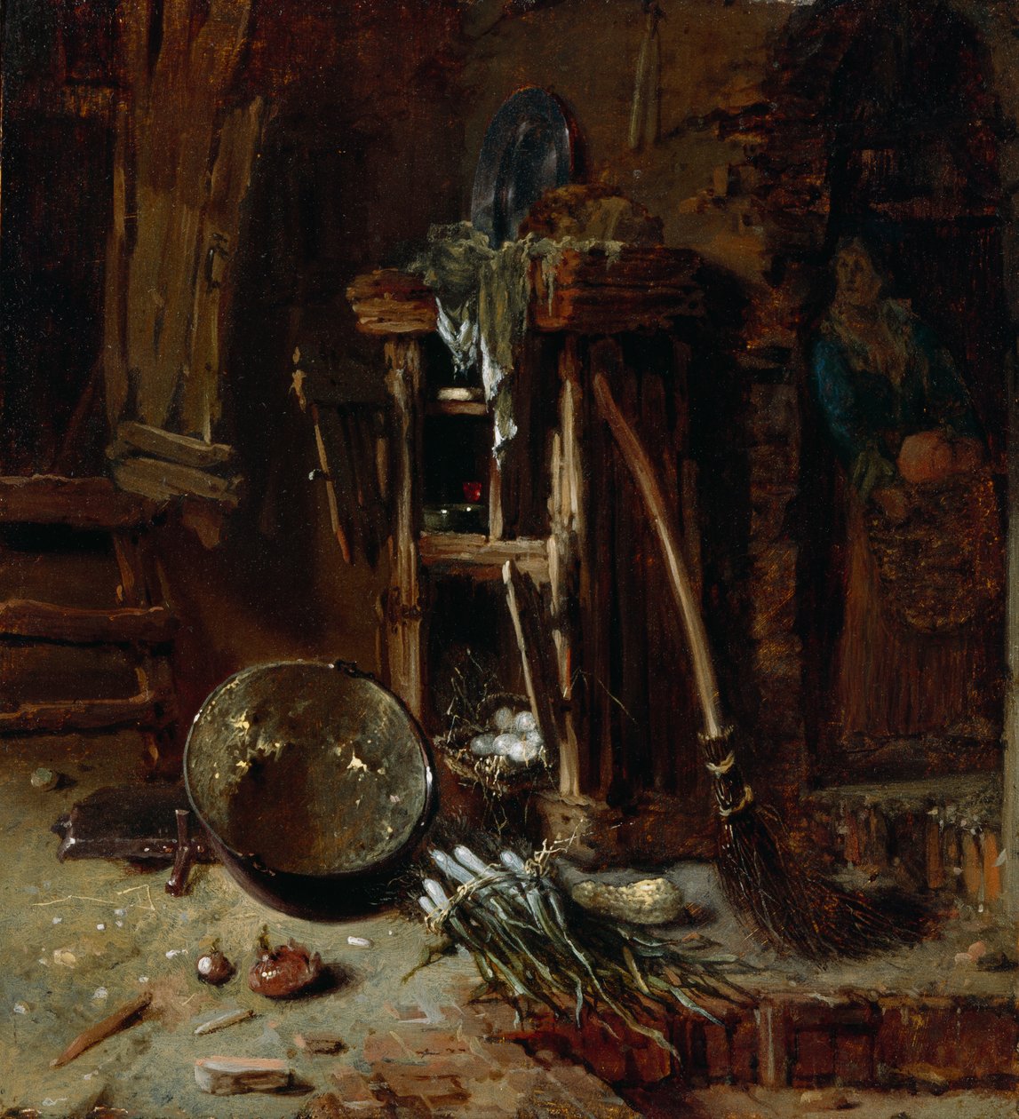 Um canto da cozinha, c.1642-44 (óleo no painel de madeira) de Willem Kalf