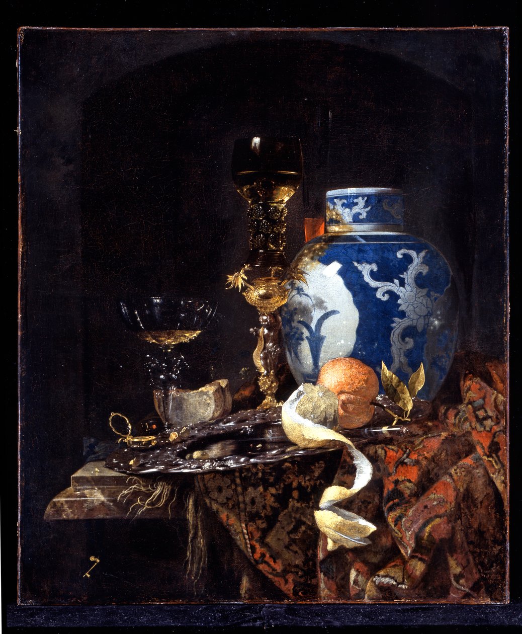 Ainda-vida com um frasco de gengibre tardio Ming de Willem Kalf