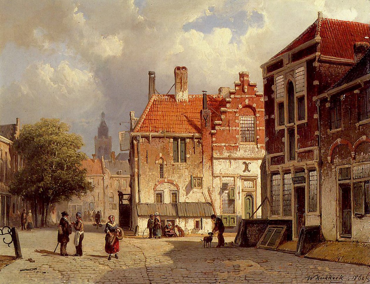 Uma praça da cidade holandesa, 1860 de Willem Koekkoek