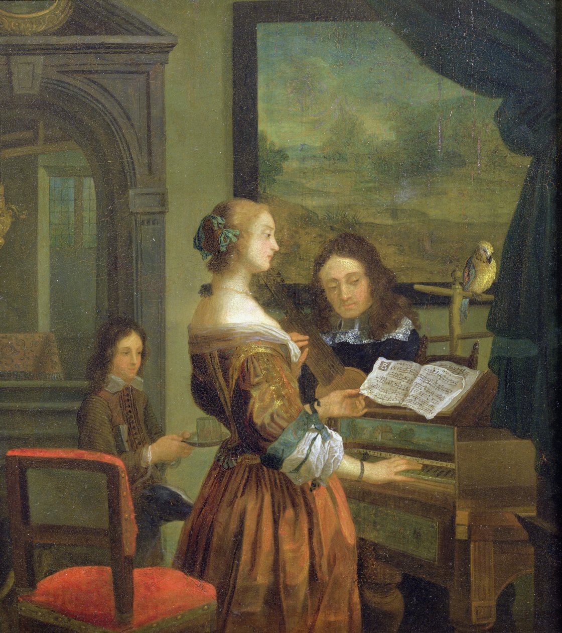 A lição de música (painel) de Willem Van Mieris