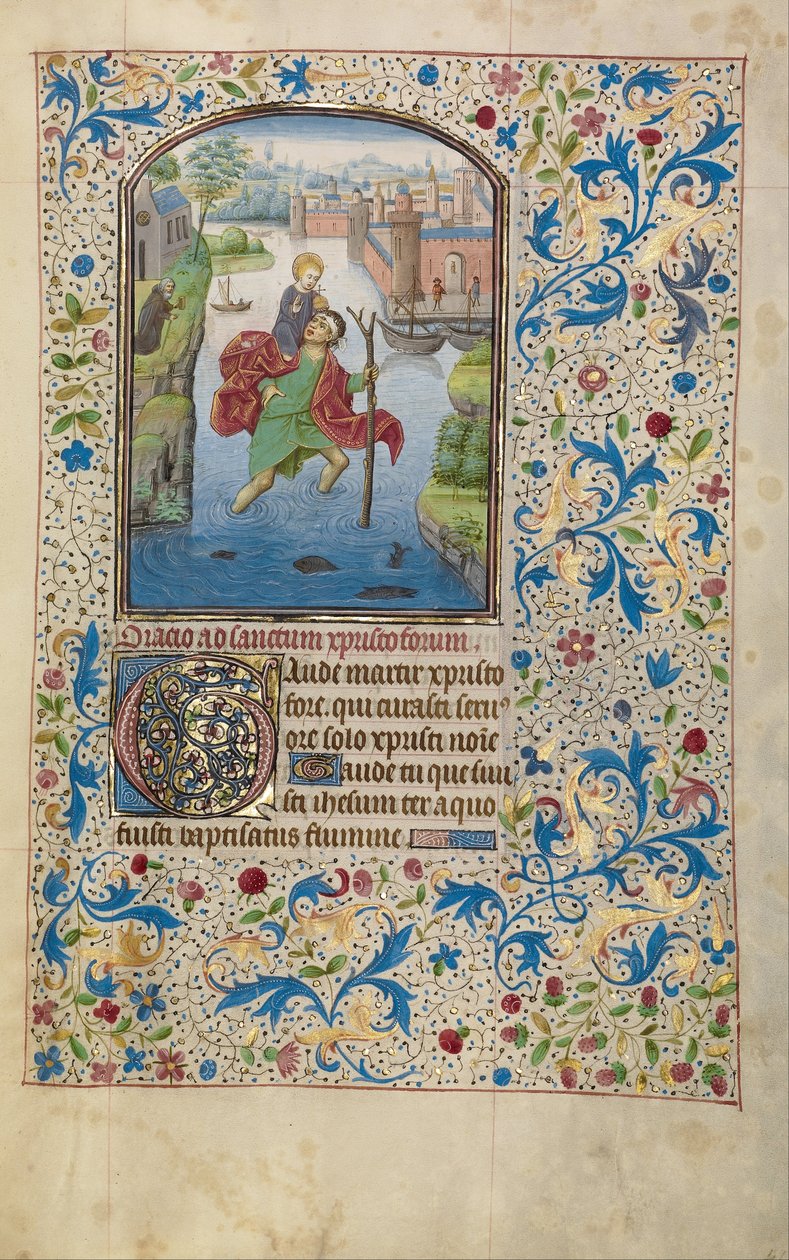 São, christopher, carregar, a, christ, criança de Willem Vrelant