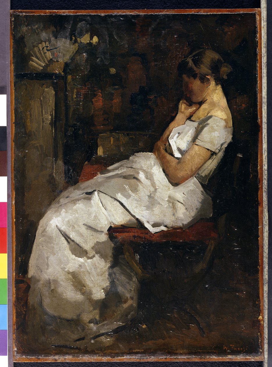 Menina de Branco, c.1889 (painel) de Willem de Zwart