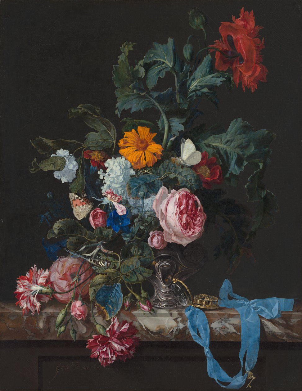Ainda vida com papoulas e rosas de Willem van Aelst