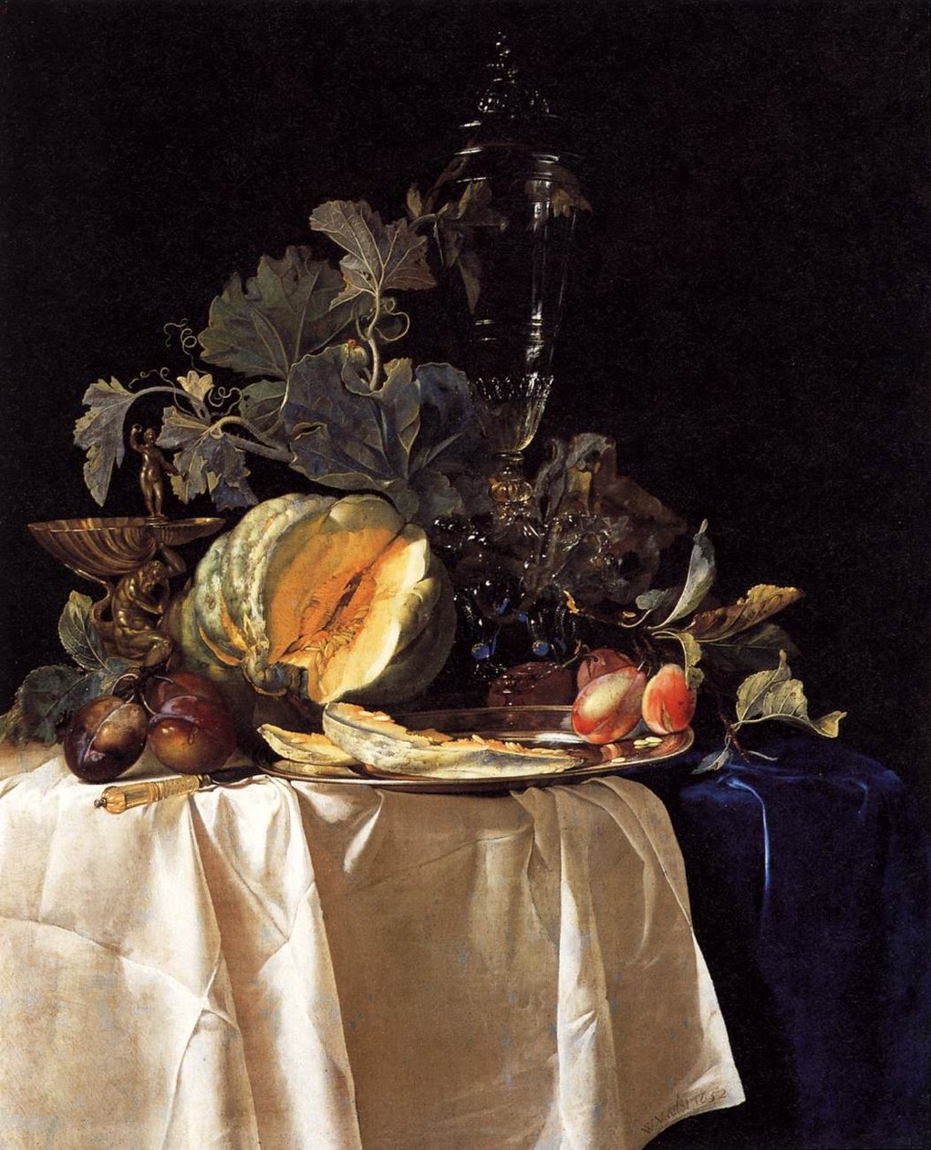 Ainda-vida com frutas e vaso de cristal de Willem van Aelst