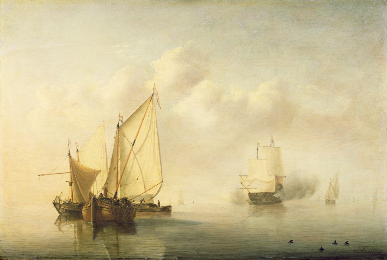 Mar calmo, 1653 (óleo em carvalho) de Willem van de Velde