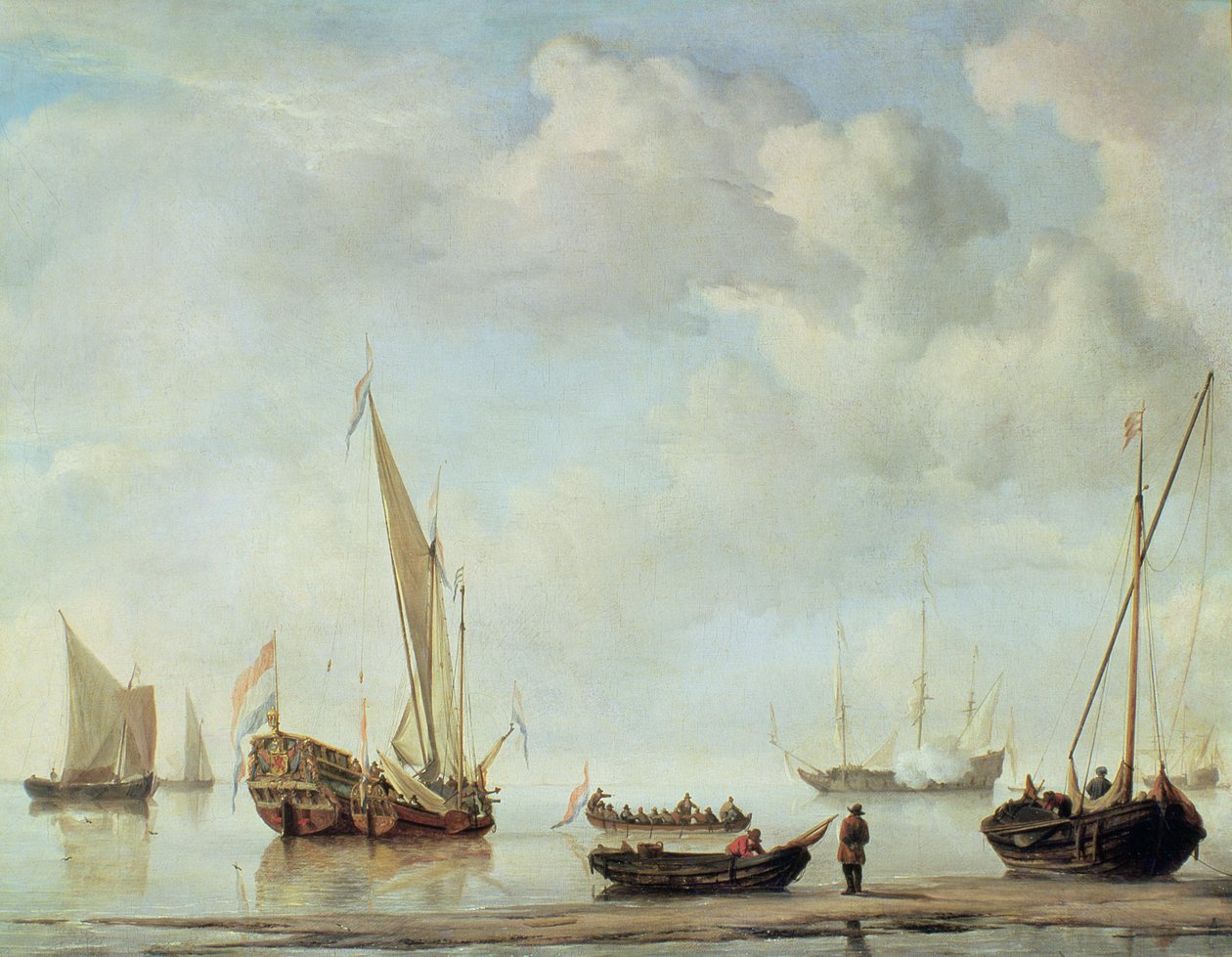 Transporte em uma calma de Willem van de Velde