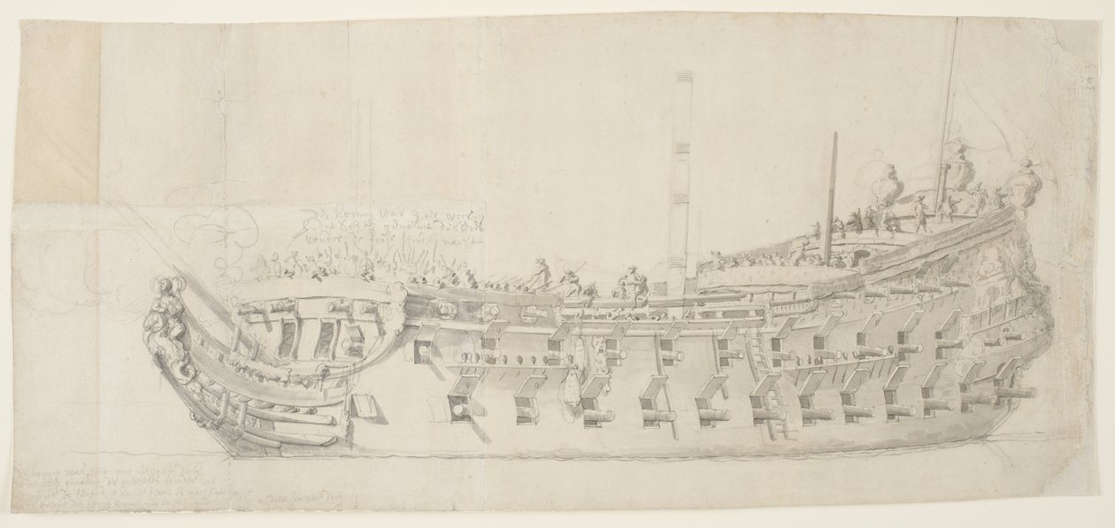 O francês homem-O-guerra Royale Thérese, 1673 (giz preto com cinza lavar em creme médio, suave colocado papel) de Willem van de Velde