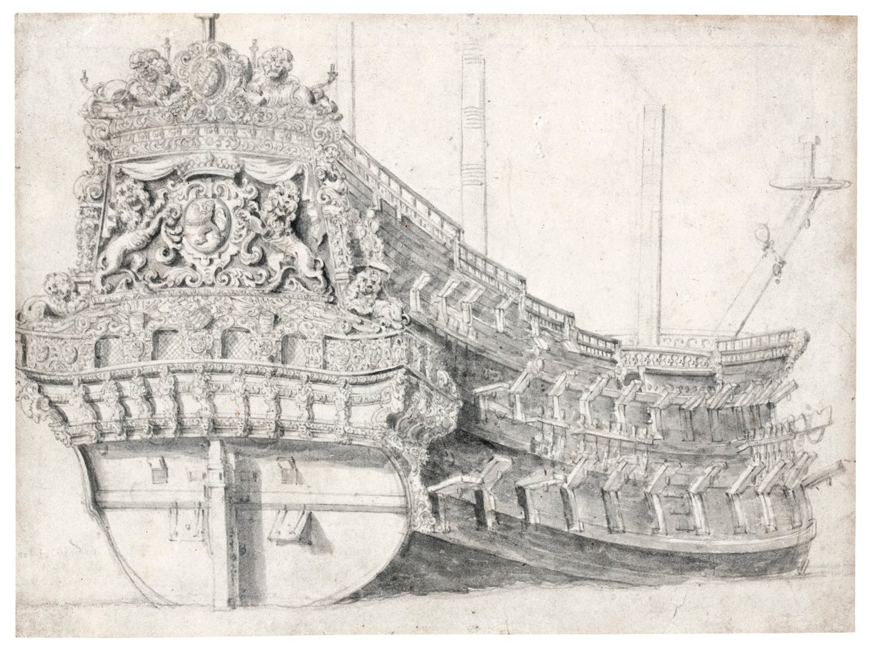 Retrato, de, um, navio guerra de Willem van de Velde the Elder